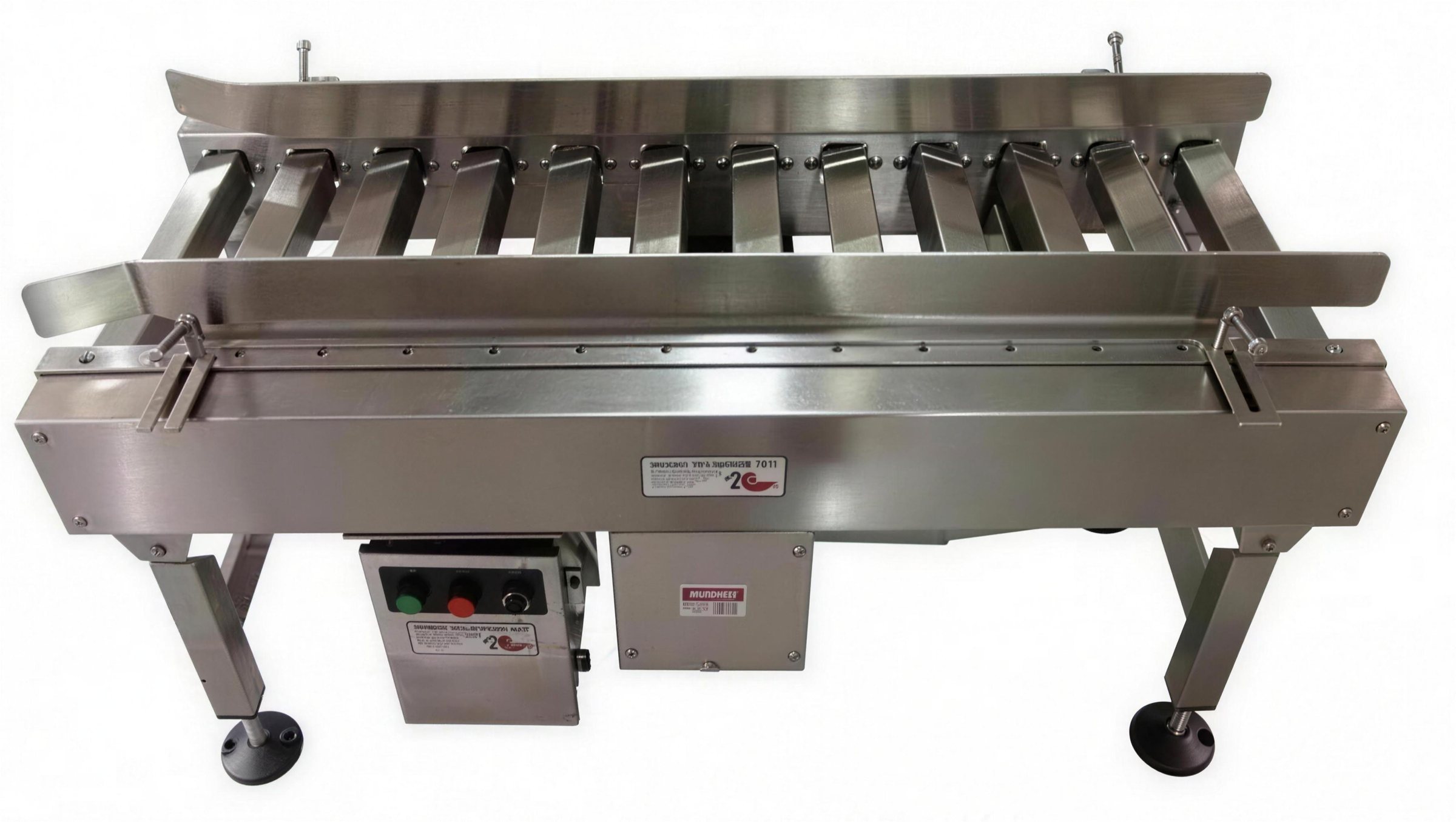 Square-roller product settling conveyor